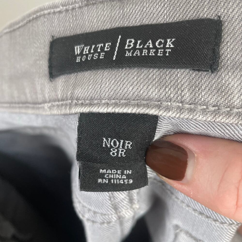White House Black Market Women Cargo Jeans Noir 8 Slim Ankle Low Rise Embellish - Picture 4 of 6